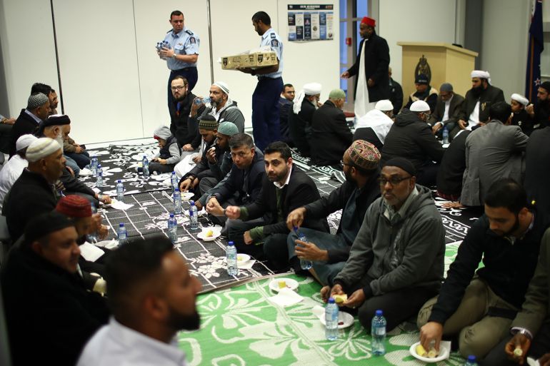AUCKLAND, NEW ZEALAND - JUNE 07: Members of the South Auckland Muslim comunity take Iftar as they break their fast at the Counties Manukau Police Station on June 7, 2018 in Auckland, New Zealand.Muslims around the world are observing the holiest month of Ramadan during which followers fast from dawn to dusk. The Iftar dinner is held as a traditional celebration to break the fast of Ramadan together. It is the first time the NZ police have held an Iftar dinner, which is being held to promote inclusiveness, celebrate diversity and strengthen the relationship and cooperation with the local Muslim community. (Photo by Phil Walter/Getty Images)