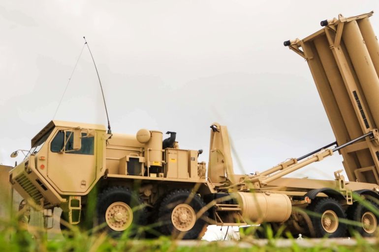 A U.S. Army Terminal High Altitude Area Defense (THAAD) weapon system is seen on Andersen Air Force Base, Guam, October 26, 2017. U.S. Army/Capt. Adan Cazarez/Handout via REUTERS. ATTENTION EDITORS - THIS IMAGE WAS PROVIDED BY A THIRD PARTY