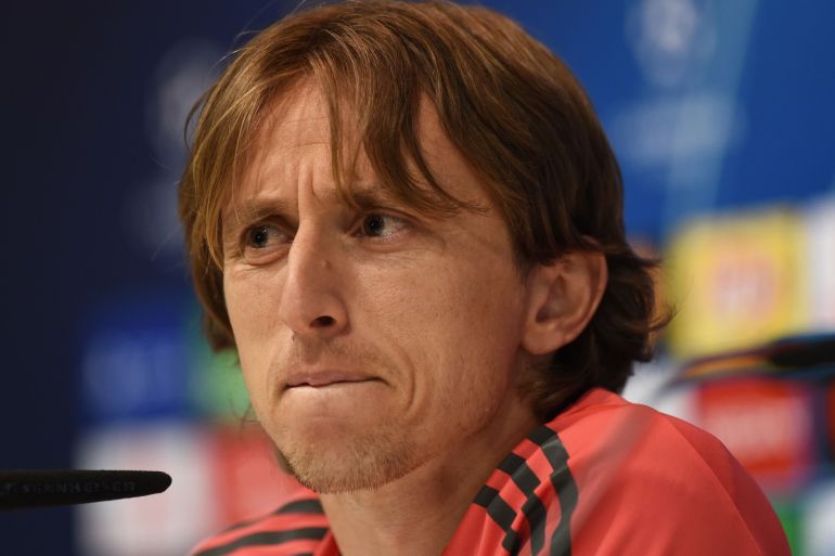 MADRID, SPAIN - MARCH 04: Luka Modric of Real Madrid holds a press conference ahead the UEFA Champions League Round of 16 Second Leg match of the UEFA Champions League between Real Madrid and Ajax at Valdebebas training ground on March 04, 2019 in Madrid, Spain. (Photo by Denis Doyle/Getty Images)