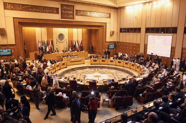 Foreign ministers of the Arab League countries meet in Cairo March 9 2014. The Arab League on Sunday endorsed Palestinian President Mahmoud Abbas's rejection of Israel's demand for recognition as a Jewish state as U.S.-backed peace talks approach a deadline next month. The United States want Abbas to make the concession as part of efforts to reach a "framework agreement" and extend the talks aimed at settling the decades-old Israeli-Palestinian conflict. REUTERS/Stringer (EGYPT - Tags: POLITICS)