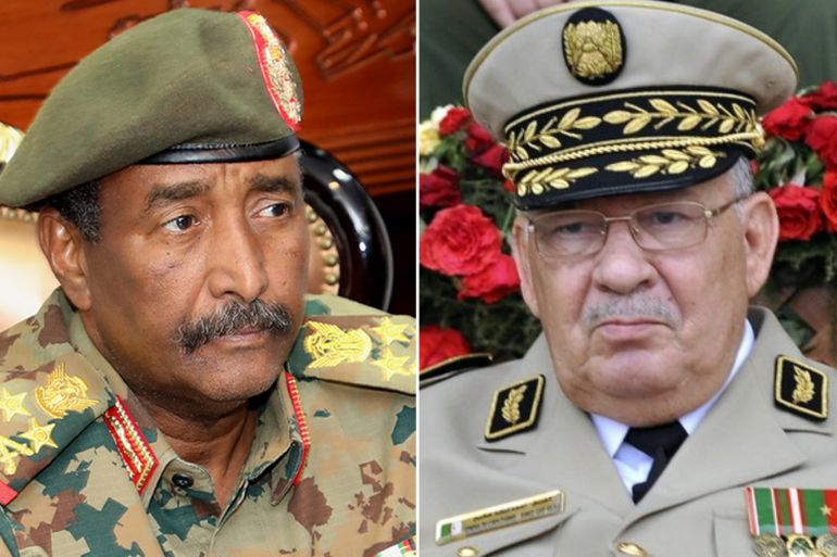 كومبو لقائد الجيش الجزائري قايد بن صالح والسوداني عبد الفتاح برهان
