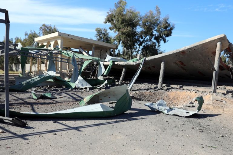 Damages of a school are seen after an airstrike by the eastern forces military aircraft in Zara district in Tripoli, Libya April 13, 2019. REUTERS/Hani Amara