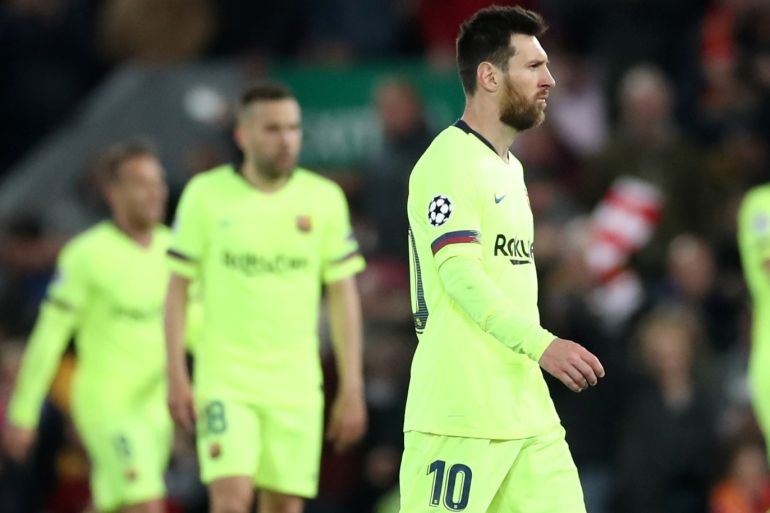 Soccer Football - Champions League Semi Final Second Leg - Liverpool v FC Barcelona - Anfield, Liverpool, Britain - May 7, 2019 Barcelona's Lionel Messi reacts after the match Action Images via Reuters/Carl Recine