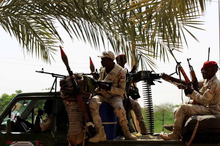 Sudan's paramilitary Rapid Support Forces (RSF) soldiers secure a site where Lieutenant General Mohamed Hamdan Dagalo, the deputy head of the military council and head of RSF, attends a meeting in Khartoum, Sudan, June 18, 2019. REUTERS/Umit Bektas
