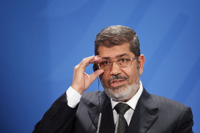 BERLIN, GERMANY - JANUARY 30: Egyptian President Mohamed Mursi speaks to the media with German Chancellor Angela Merkel (not pictured) following talks at the Chancellery on January 30, 2013 in Berlin, Germany. Mursi has come to Berlin despite the ongoing violent protests in recent days in cities across Egypt that have left at least 50 people dead. Mursi is in Berlin to seek both political and financial support from Germany. (Photo by Sean Gallup/Getty Images)
