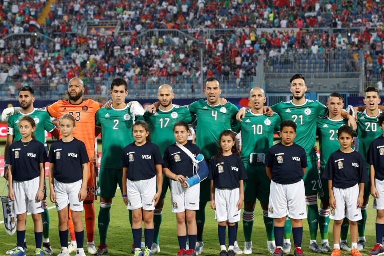 Soccer Football - Africa Cup of Nations 2019 - Group C - Senegal v Algeria - 30 June Stadium, Cairo, Egypt - June 27, 2019 Algeria players line up before the match REUTERS/Amr Abdallah Dalsh