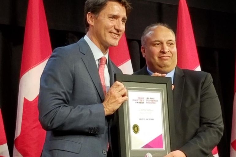 Said سعيد - تكريم سعيد المجدالي من رئيس الوزراء الكندي جاستن ترودو - سعيد المجداني وجائزة التعليم المميز في كندا سنة 2019
