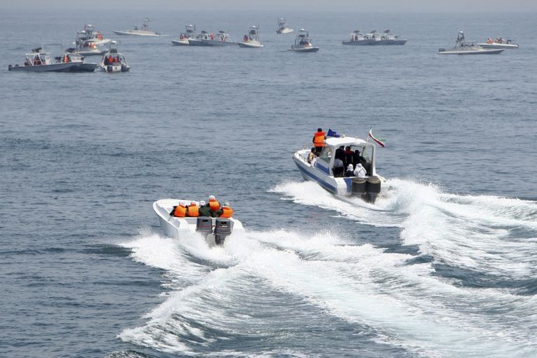 Iranian boats take part in naval war game in the Persian Gulf and the Strait of Hormuz southern Iran April 22, 2010. Iran's Revolutionary Guards successfully deployed a new speed boat capable of destroying enemy ships as war games began on Thursday in a waterway crucial for global oil supplies, Iranian media reported. REUTERS/Fars News (IRAN - Tags: POLITICS MILITARY) QUALITY FROM SOURCE. FOR EDITORIAL USE ONLY. NOT FOR SALE FOR MARKETING OR ADVERTISING CAMPAIGNS