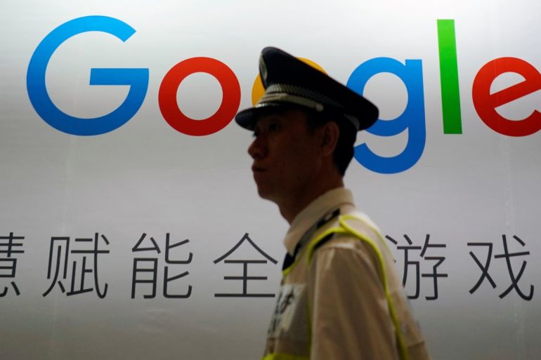 A Google sign is seen during the China Digital Entertainment Expo and Conference (ChinaJoy) in Shanghai, China August 3, 2018. REUTERS/Aly Song