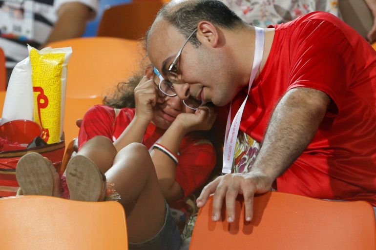Soccer Football - Africa Cup of Nations 2019 - Round of 16 - Egypt v South Africa - Cairo International Stadium, Cairo, Egypt - July 6, 2019 Egypt fans react after the match REUTERS/Amr Abdallah Dalsh