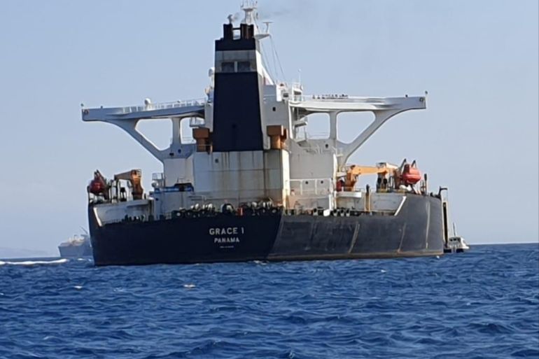 REFILE - CORRECTING BYLINE Oil supertanker Grace 1 on suspicion of being carrying Iranian crude oil to Syria is seen near Gibraltar, Spain July 4, 2019. REUTERS/Stringer