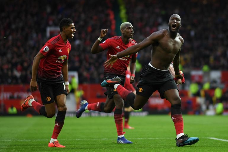MANCHESTER, ENGLAND - MARCH 02: Romelu Lukaku of Manchester United celebrates after scoring the winning goal during the Premier League match between Manchester United and Southampton FC at Old Trafford on March 02, 2019 in Manchester, United Kingdom. (Photo by Shaun Botterill/Getty Images)