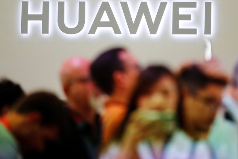 The Huawei logo is pictured at the IFA consumer tech fair in Berlin, Germany, September 6, 2019. REUTERS/Hannibal Hanschke