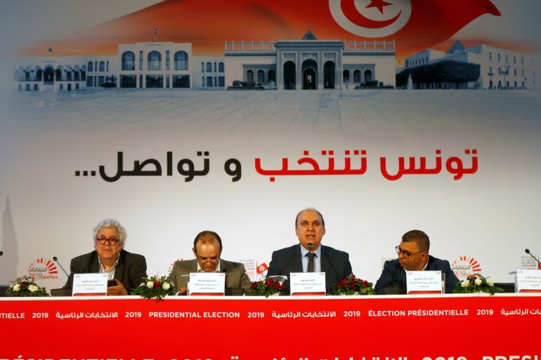 Nabil Baffoun, President of the Independent High Authority for Elections (ISIE), gives an update to the media on voting during the Tunisian presidential election in Tunis, Tunisia, September 15, 2019. REUTERS/Muhammad Hamed