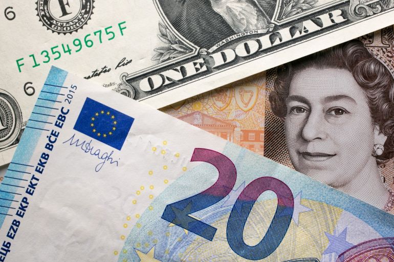 BATH, ENGLAND - OCTOBER 13: In this photo illustration, the new £10 note is seen alongside euro notes and US dollar bills on October 13, 2017 in Bath, England. Currency experts have warned that as the uncertainty surrounding Brexit continues, the value of the British pound, which has remained depressed against the US dollar and the euro since the UK voted to leave in the EU referendum, is likely to fluctuate. (Photo Illustration by Matt Cardy/Getty Images)