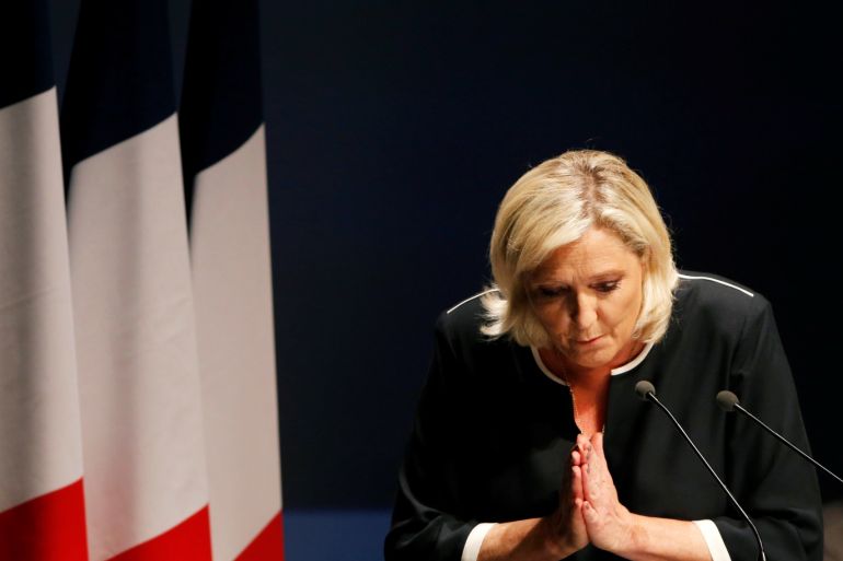 France's far-right leader Marine Le Pen delivers a speech for the next year's municipal elections in an end-summer annual address to partisans in Frejus, France September 15, 2019. REUTERS/Jean-Paul Pelissier