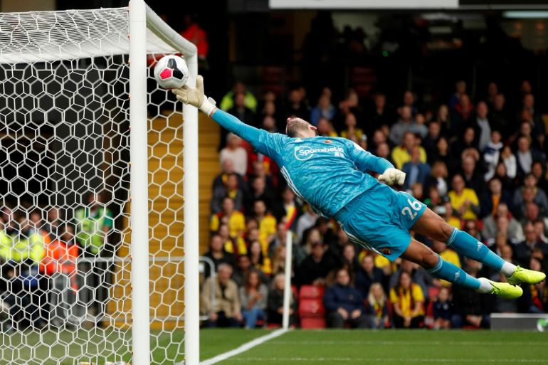 Soccer Football - Premier League - Watford v Sheffield United - Vicarage Road, Watford, Britain - October 5, 2019 Watford's Ben Foster in action Action Images via Reuters/John Sibley EDITORIAL USE ONLY. No use with unauthorized audio, video, data, fixture lists, club/league logos or "live" services. Online in-match use limited to 75 images, no video emulation. No use in betting, games or single club/league/player publications. Please contact your account representative for further details. TPX IMAGES OF THE DAY