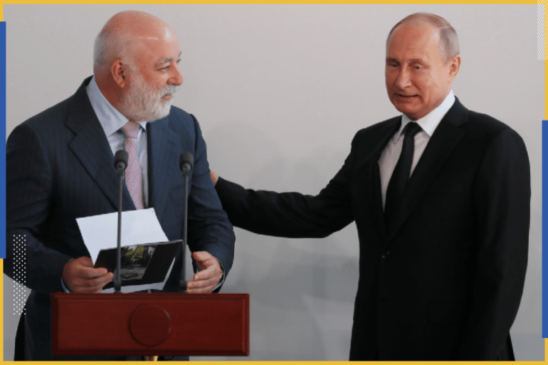 الملياردير الروسي "فيكتور فيكسيلبيرغ" والرئيس الروسي "بوتين"  (رويترز)