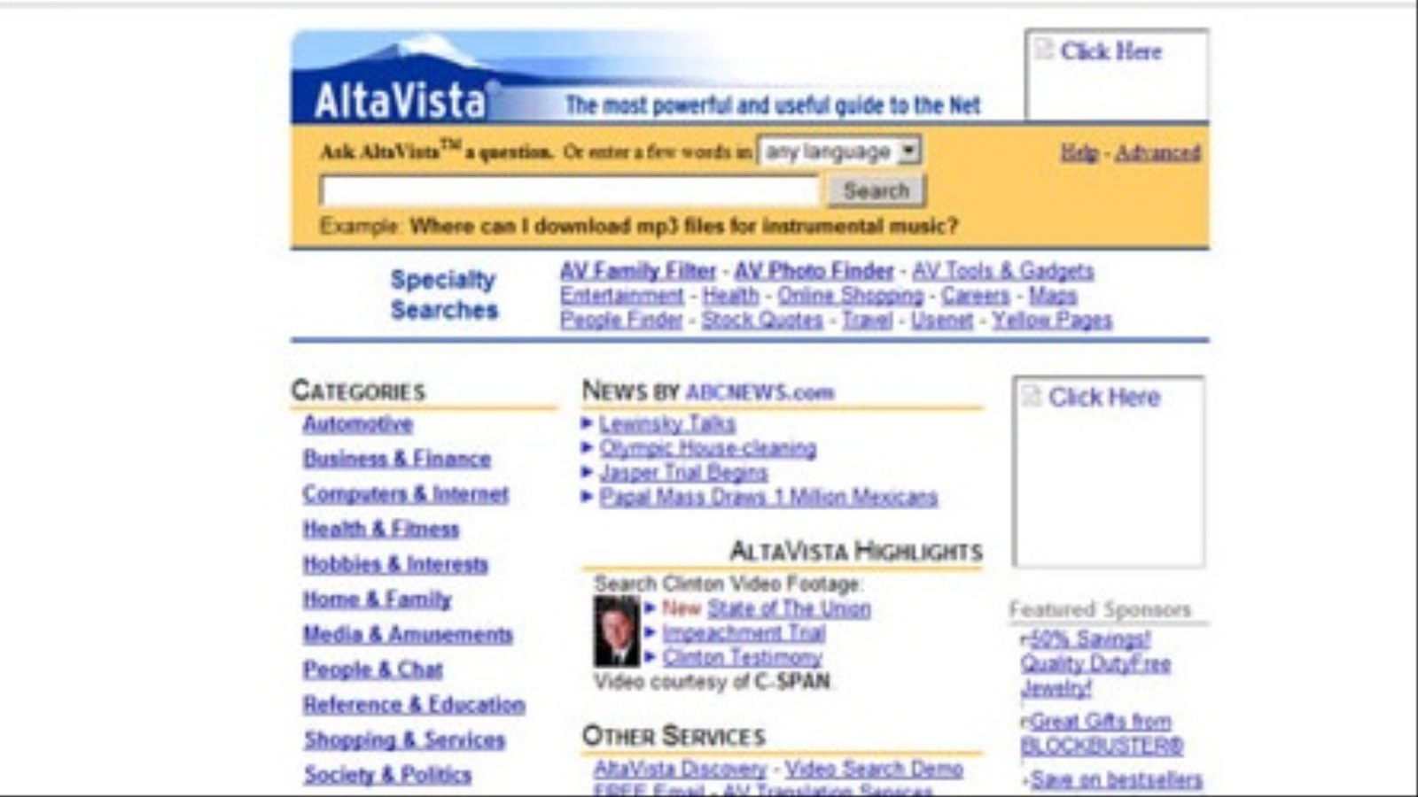 ‪محرك البحث ألتافيستا من أشهر محركات البحث في تسعينيات القرن الماضي‬ (ويكيبيديا)