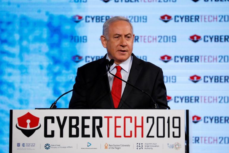 Israeli Prime Minister Benjamin Netanyahu speaks at the Cybertech 2019 conference in Tel Aviv, Israel January 29, 2019. REUTERS/Amir Cohen