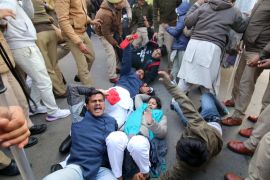 Police intervene in protesters in Uttar Pradesh- - UTTAR PRADESH, INDIA - DECEMBER 26: Indian security officers take a protester into custody during a protest against the police harassment on arrested people who was detained during anti CAA and NRC protest at Ambedkar statue in Lucknow, Uttar Pradesh, India on December 26, 2019.