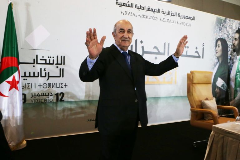 Newly Elected President of Algeria Abdelmadjid Tebboune- - ALGIERS, ALGERIA - DECEMBER 13: Newly Elected President of Algeria Abdelmadjid Tebboune holds a press conference in Algiers, Algeria on December 13, 2019. In a landslide victory, Tebboune secured 58.15% of the votes, said Mohammed Sharfi, head of the Algerian Electoral Authority, in a news conference in the capital Algiers.
