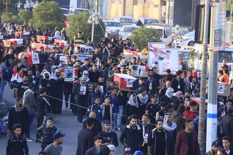 الناصرية محافظة ذي قار تشييع لضحايا الاحتجاجات