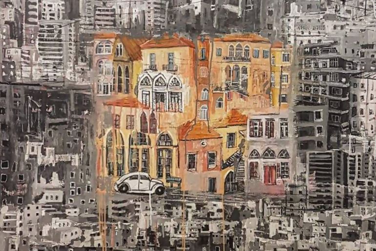 "حب بيروت" عكسته داغر في لوحة فيها ضجيج العمران الحديث- جزيرة نت.