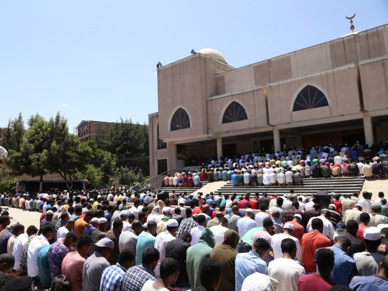 First Friday Prayer of the Ramadan 2019 in Ethiopia- - ADDIS ABABA, ETHIOPIA - MAY 10: Muslim worshipers perform the first Friday Prayer in the Muslims' holy fasting month of Ramadan at Sumea Mosque in Addis Ababa, Ethiopia on May 10, 2019.