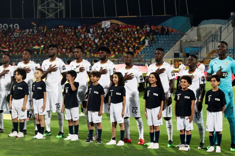 Soccer Football - Africa Cup of Nations 2019 - Round of 16 - Ghana v Tunisia - Ismailia Stadium, Ismailia, Egypt - July 8, 2019 Ghana team line up before the match REUTERS/Amr Abdallah Dalsh