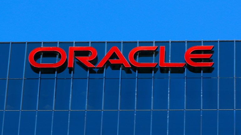 The Oracle logo is shown on an office building in Irvine, California, U.S. June 28, 2018. REUTERS/Mike Blake