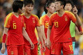 SYDNEY, AUSTRALIA - FEBRUARY 13: Li Ying of China shouts at team mates following the Women's Olympic Football Tournament Qualifier between Australia and China PR at Bˆˆankwest Stadium on February 13, 2020 in Sydney, Australia. (Photo by Mark Metcalfe/Getty Images)
