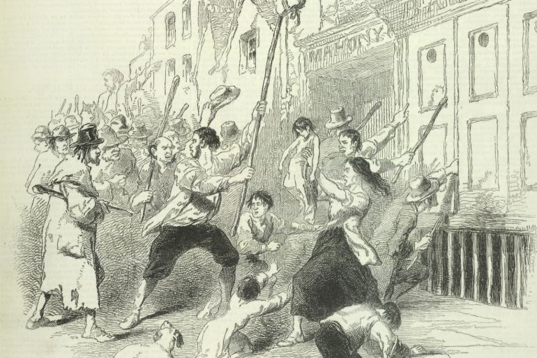 أعمال شغب في أيرلندا أثناء المجاعة بتاريخ أكتوبر 1846، المكتبة البريطانية (ويكي كومنز)