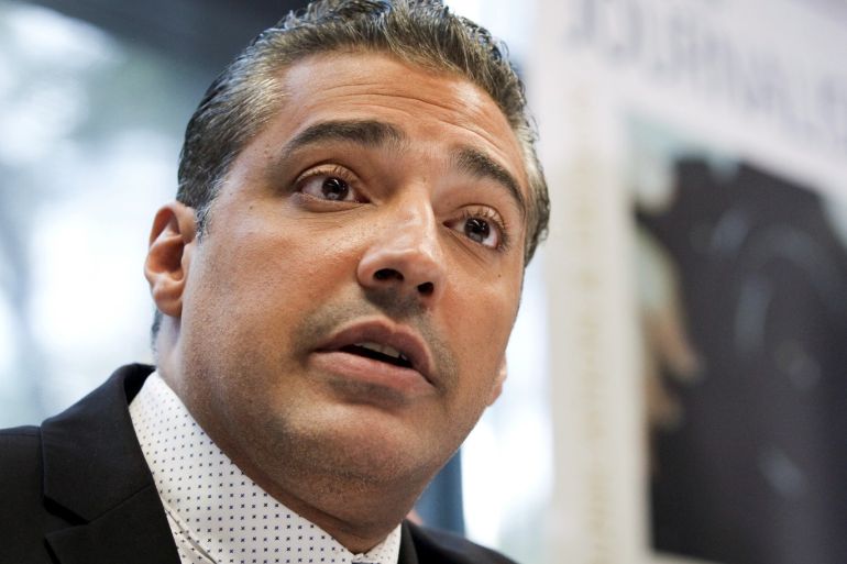 Canadian journalist Mohamed Fahmy speaks during a news conference hosted by Canadian Journalists for Free Expression (CJFE) at the Ryerson University School of Journalism in Toronto, Canada October 13, 2015. REUTERS/Fred Thornhill
