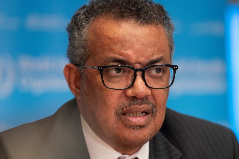 Director-General of World Health Organization (WHO) Tedros Adhanom Ghebreyesus attends a news conference on the outbreak of the coronavirus disease (COVID-19) in Geneva, Switzerland, March 16, 2020. Christopher Black/WHO/Handout via REUTERS ATTENTION EDITORS - THIS IMAGE WAS PROVIDED BY A THIRD PARTY