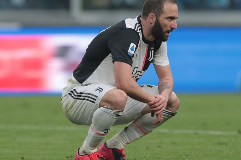 TURIN, ITALY - FEBRUARY 16: Gonzalo Higuain of Juventus looks on during the Serie A match between Juventus and Brescia Calcio at Allianz Stadium on February 16, 2020 in Turin, Italy. (Photo by Emilio Andreoli/Getty Images)