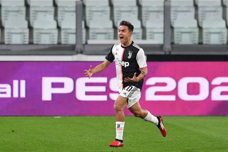 TURIN, ITALY - MARCH 08: Paulo Dybala of Juventus celebrates a goal during the Serie A match between Juventus and FC Internazionale at Allianz Stadium on March 8, 2020 in Turin, Italy. (Photo by Valerio Pennicino/Getty Images )