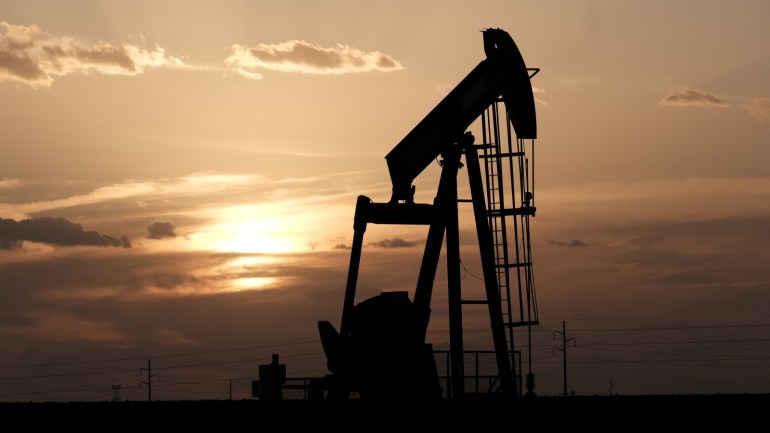 Oil pump jacks work at sunset near Midland, Texas, U.S., August 21, 2019. Picture taken August 21, 2019. REUTERS/Jessica Lutz