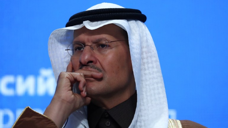 Saudi Energy Minister Abdulaziz Bin Salman attends the Energy Week International Forum in Moscow, Russia October 3, 2019. REUTERS/Evgenia Novozhenina