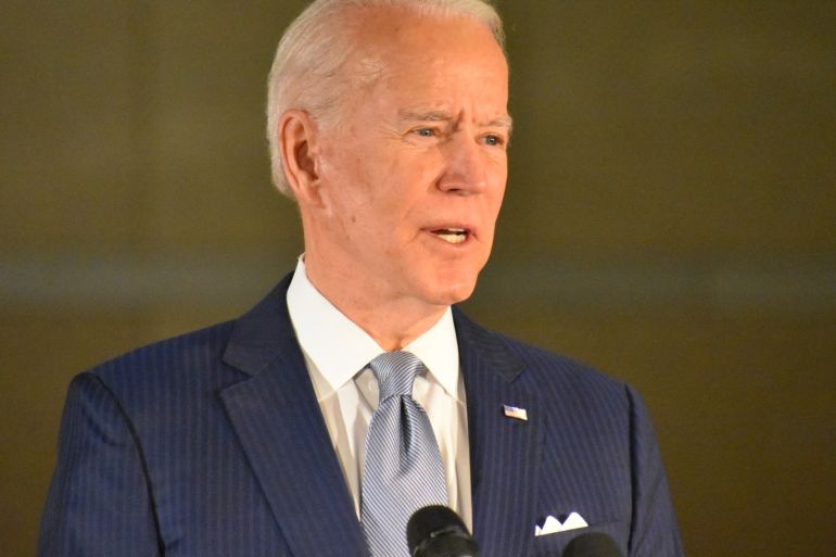 Former US Vice President Joe Biden- - PHILADELPHIA, USA - MARCH 10: Former U.S. Vice President Joe Biden delivers remarks at the National Constitution Center in Philadelphia, PA, United States on March 10, 2020.