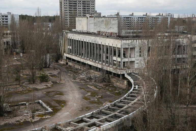 This photo taken March 23, 2016 shows an abandoned apartment buildings in the town of Pripyat near Chernobyl, Ukraine.This photo taken March 23, 2016 shows an abandoned apartment buildings in the town of Pripyat near Chernobyl, Ukraine. Efrem Lukatsky/AP Photo