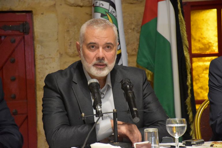 Chairman of Hamas Political Bureau Ismail Haniyeh in Beirut Chairman of Hamas Political Bureau Ismail Haniyeh in Beirut- - BEIRUT, LEBANON - SEPTEMBER 10: Chairman of the Hamas Political Bureau Ismail Haniyeh (C) holds a press conference during his visit in Beirut, Lebanon on September 10, 2020.