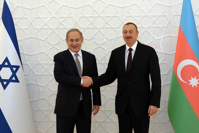 الرئيس الأذربيجاني إلهام علييف يستقبل رئيس الوزراء الإسرائيلي، بنيامين نتنياهو في العاصمة باكو