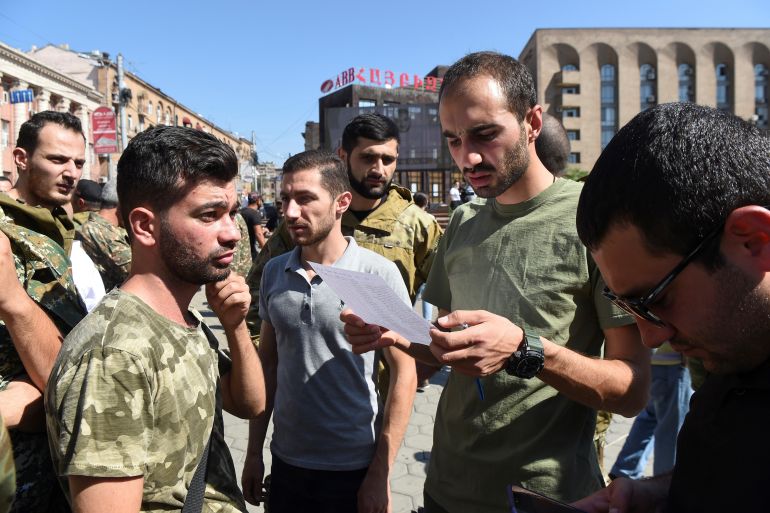 Military volunteers gather in Yerevan