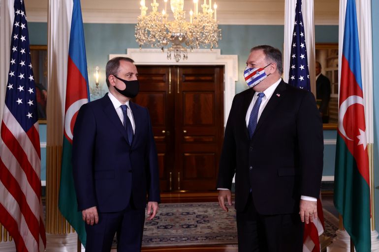 U.S. Secretary of State Pompeo meets with Azerbaijan's Foreign Minister Jeyhun Bayramov at the State Department in Washington