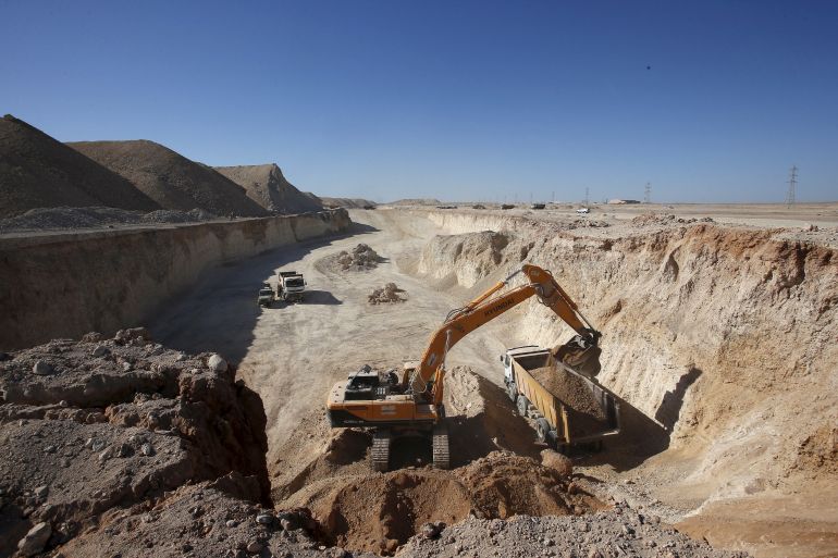 Heavy machinery is seen at a phosphate mine at Boucraa factory of the National Moroccan phosphate company (OCP) situated in the southern provinces