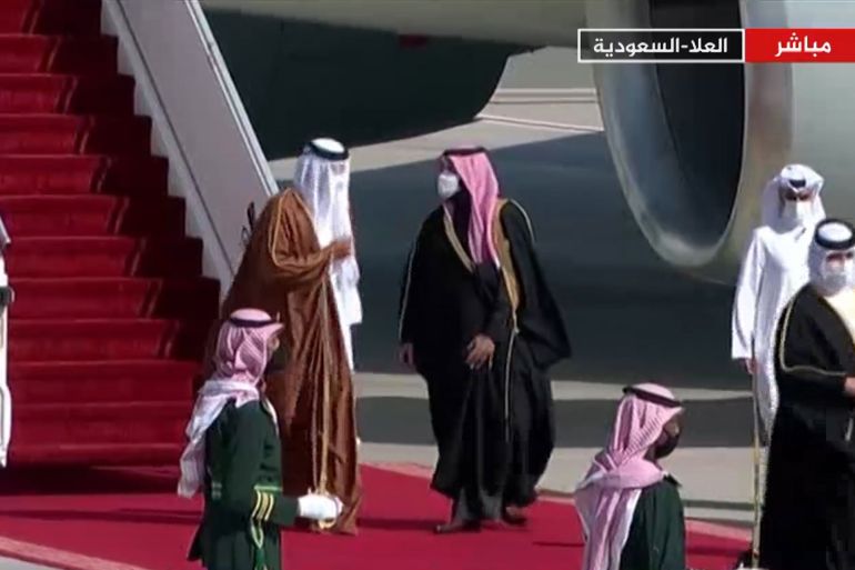 استقبال أمير قطر في قمة العلا