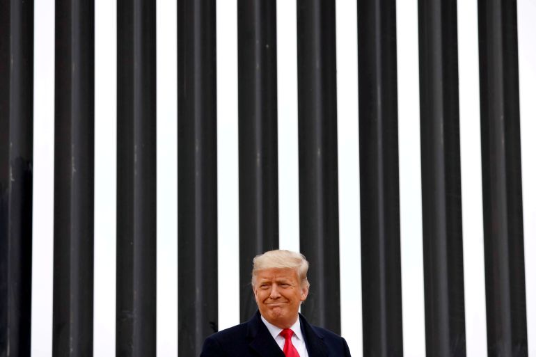 U.S. President Donald Trump visits the U.S.-Mexico border wall, in Alamo, Texas