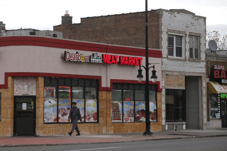 A halal meat market is seen in Dearborn, Michigan