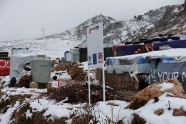 Snow covers tents at a Syrian refugee camp in the Bekaa Valley in Lebanon after the first heavy snow storm hit Lebanon